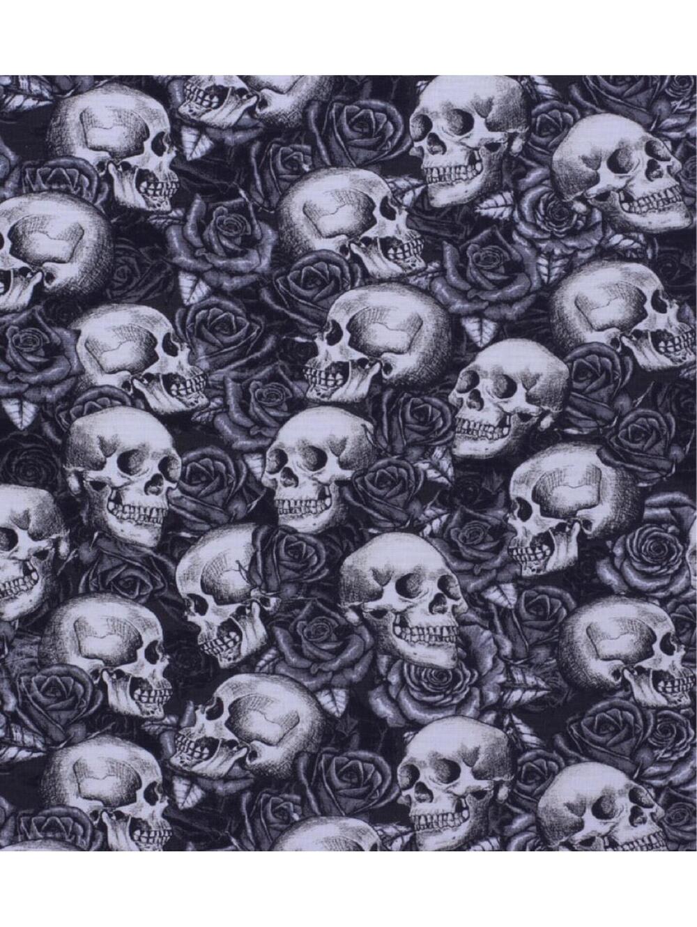 1 Yard Skulls and Roses Cotton Fabric45@